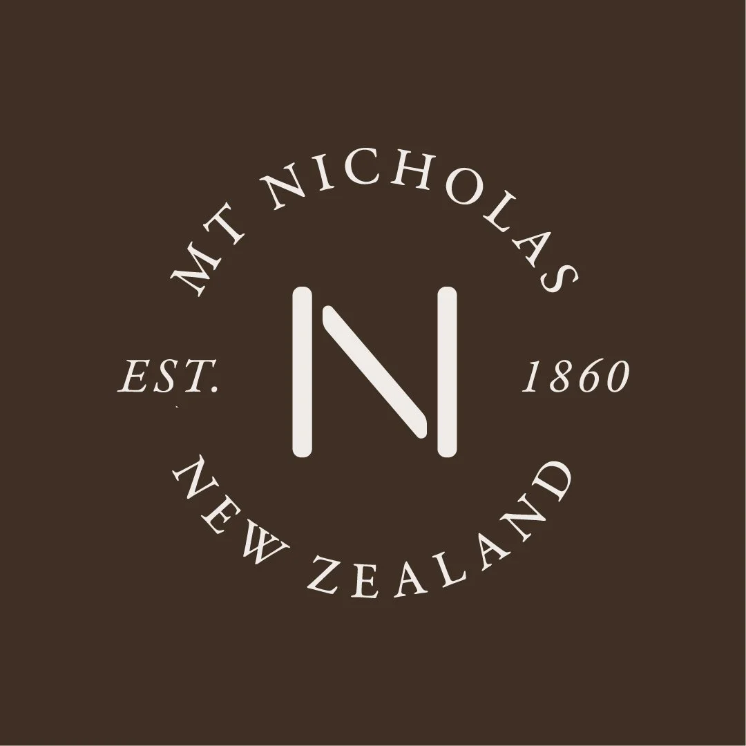 The Mount Nicholas Merino Queenstown logo designed by Kindred by Courtney.