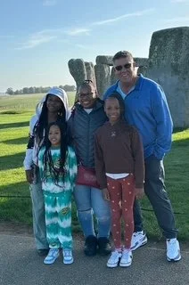 The Hamm family visiting Stonehenge