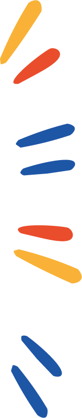Colorful zigzag lines in yellow, red, and blue on a black background.