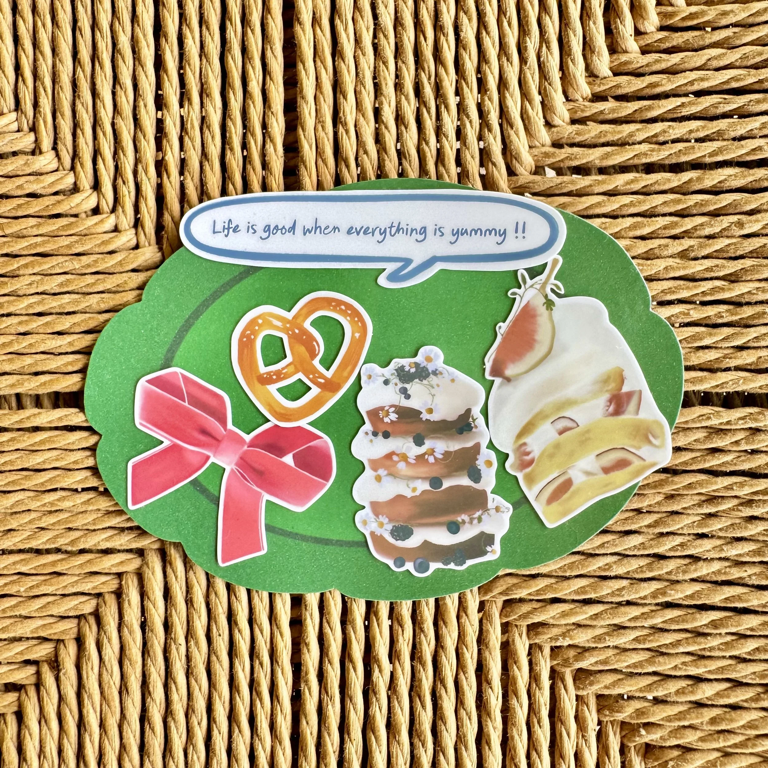 Life is good when everything is yummy- green plate stickers