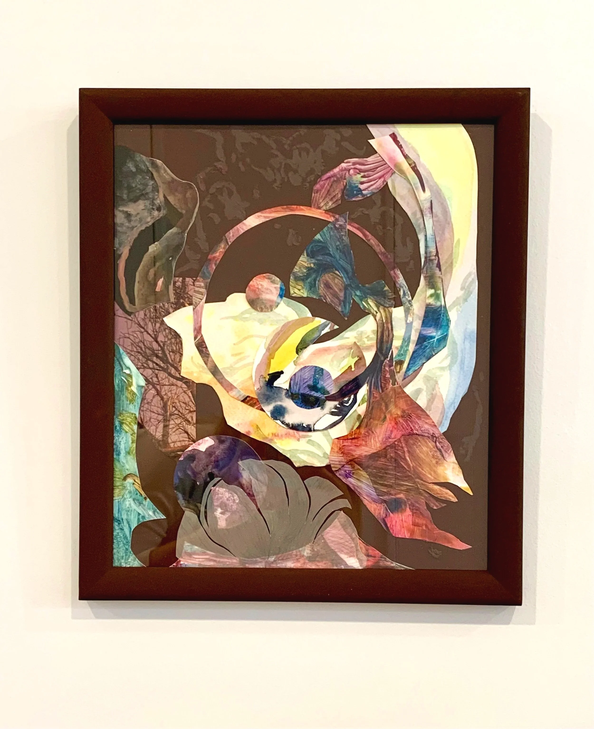 Crimson Coastline, 2026,
mixed media collage on flashe,
338mm x 310mm 
$270
