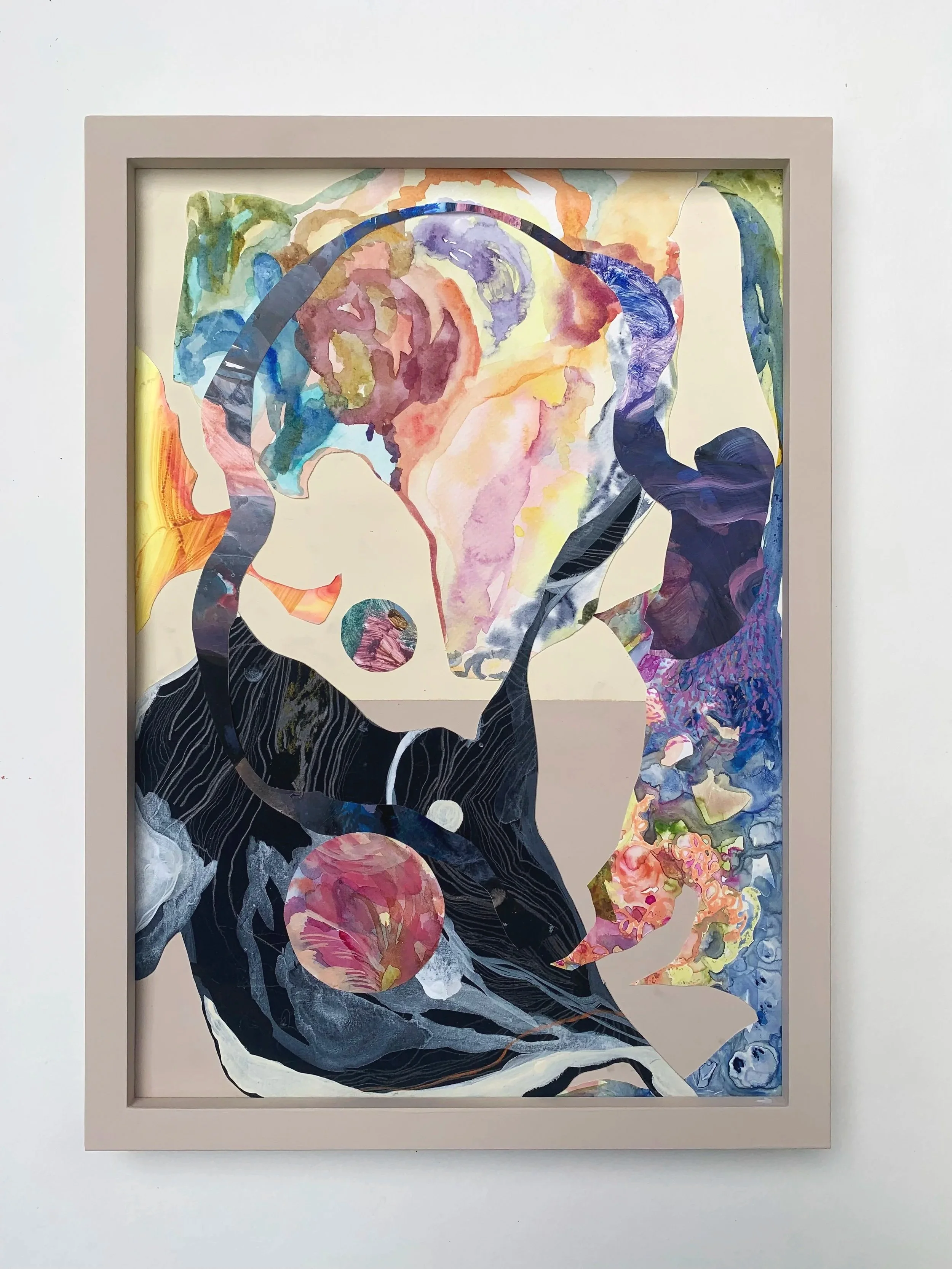 Yin & Yang, 2026,
mixed media collage on flashe,
443mm x 320mm
$320

