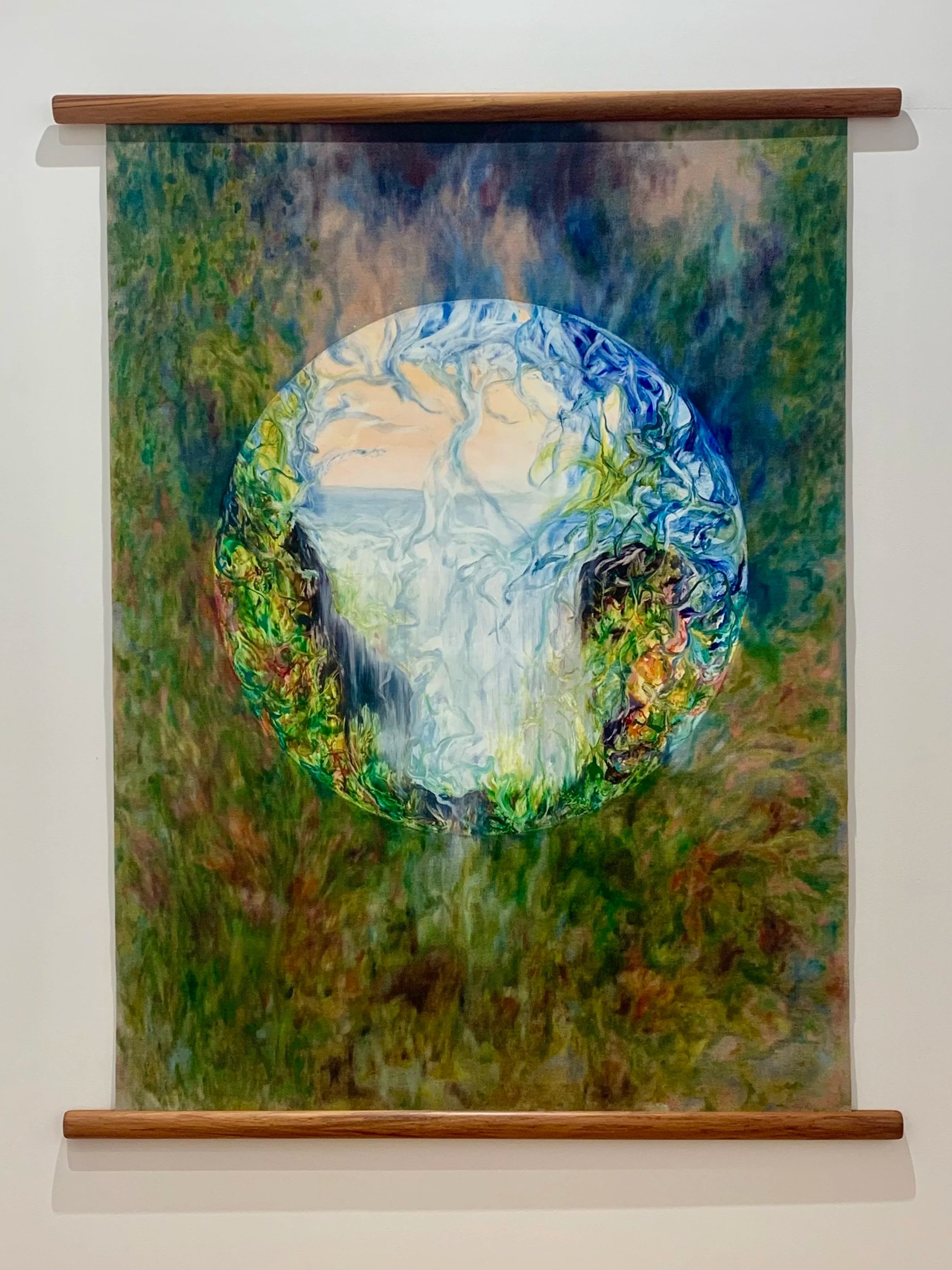 Double Vision, 2025,
oil on linen with rimu frame,
1540mm x 1240mm
$4,850