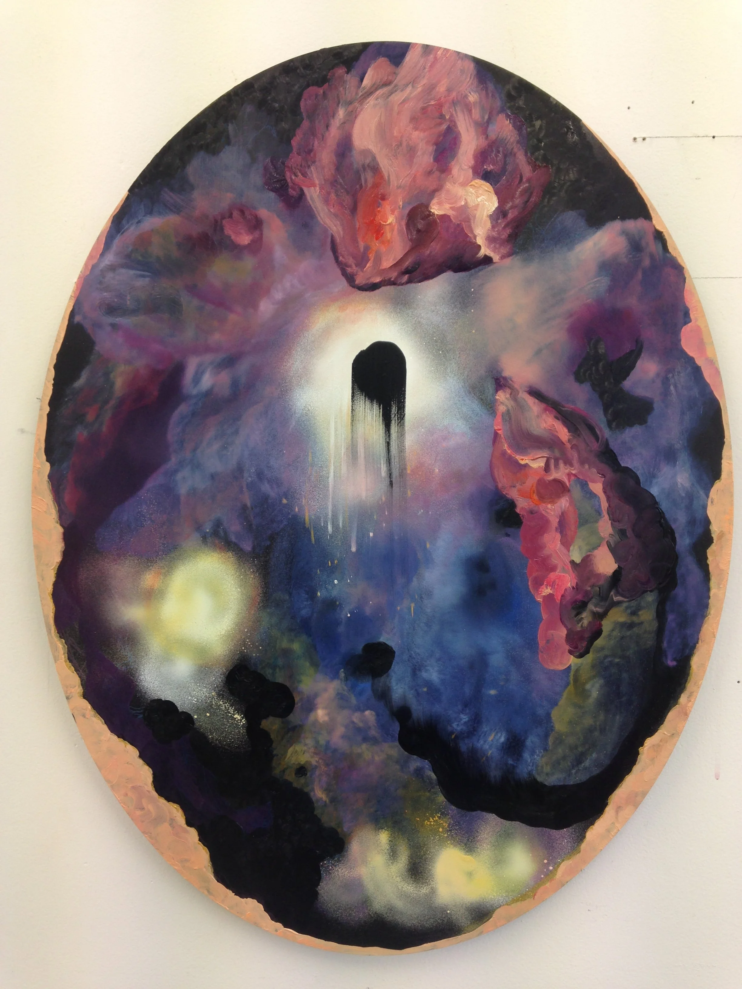 'Out from Under,' mixed media on panel, 2017