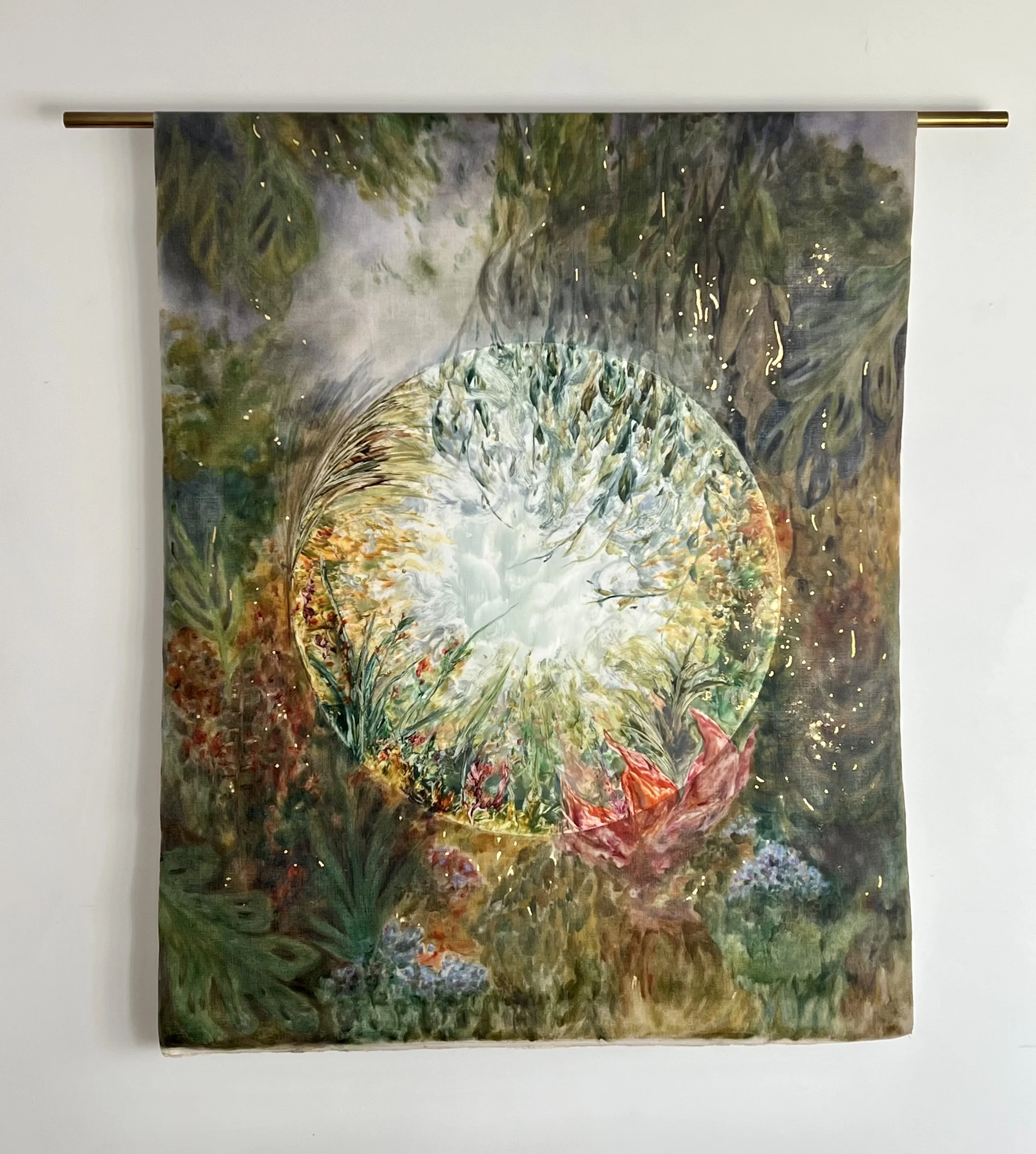 'Primordial Portal', oil and gold leaf on linen, 2019