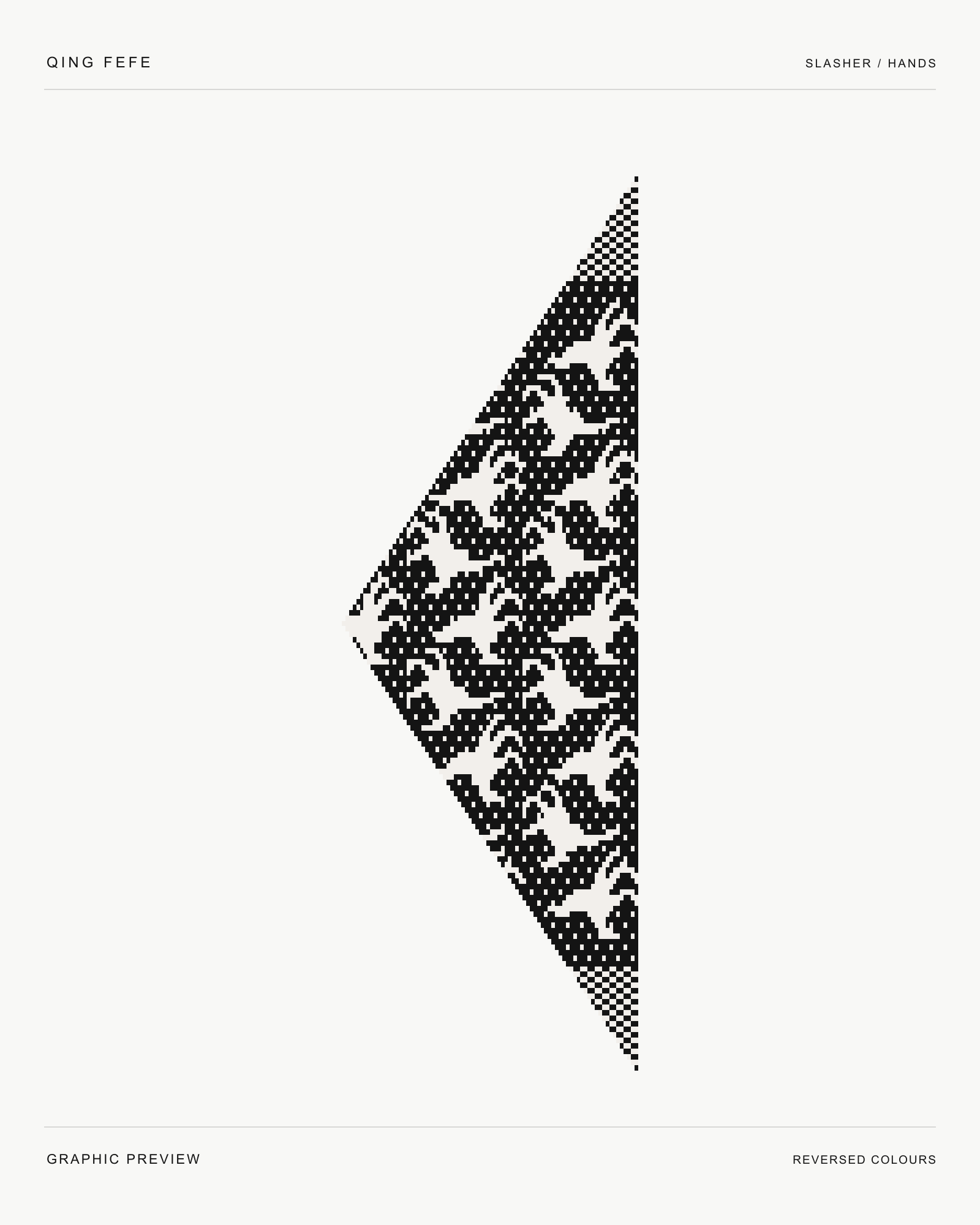 Graphic preview of the same Slasher hand motif with light and dark colours reversed; not a knitted sample