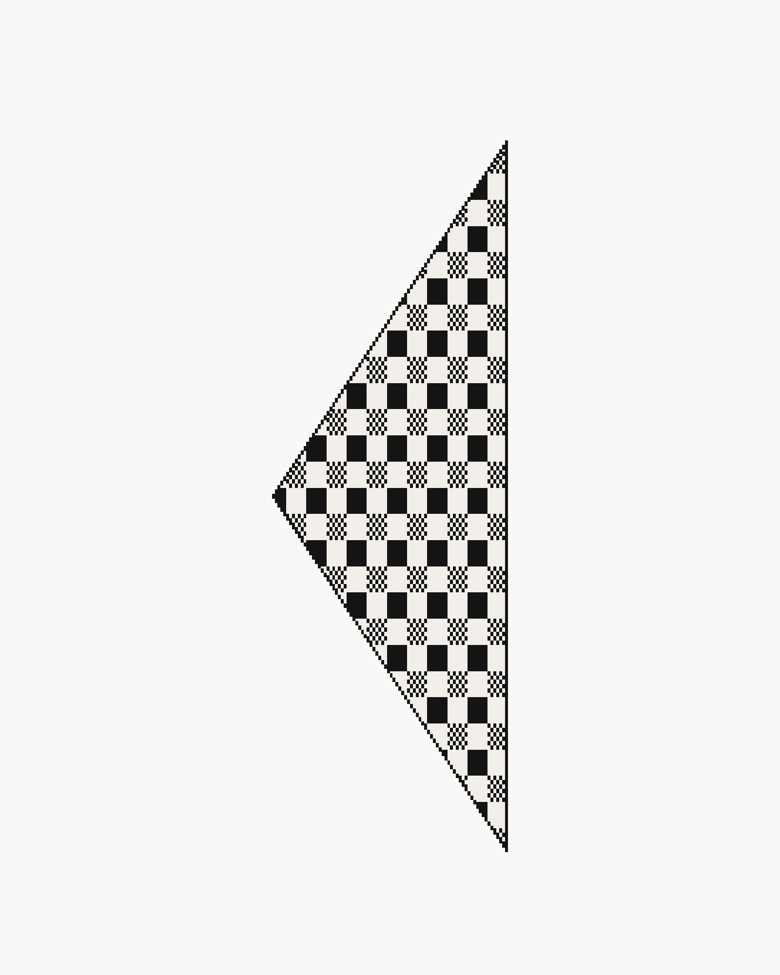 Vertical graphic preview of Harlequin Gambit Checkmate with reversed colours; not a knitted sample
