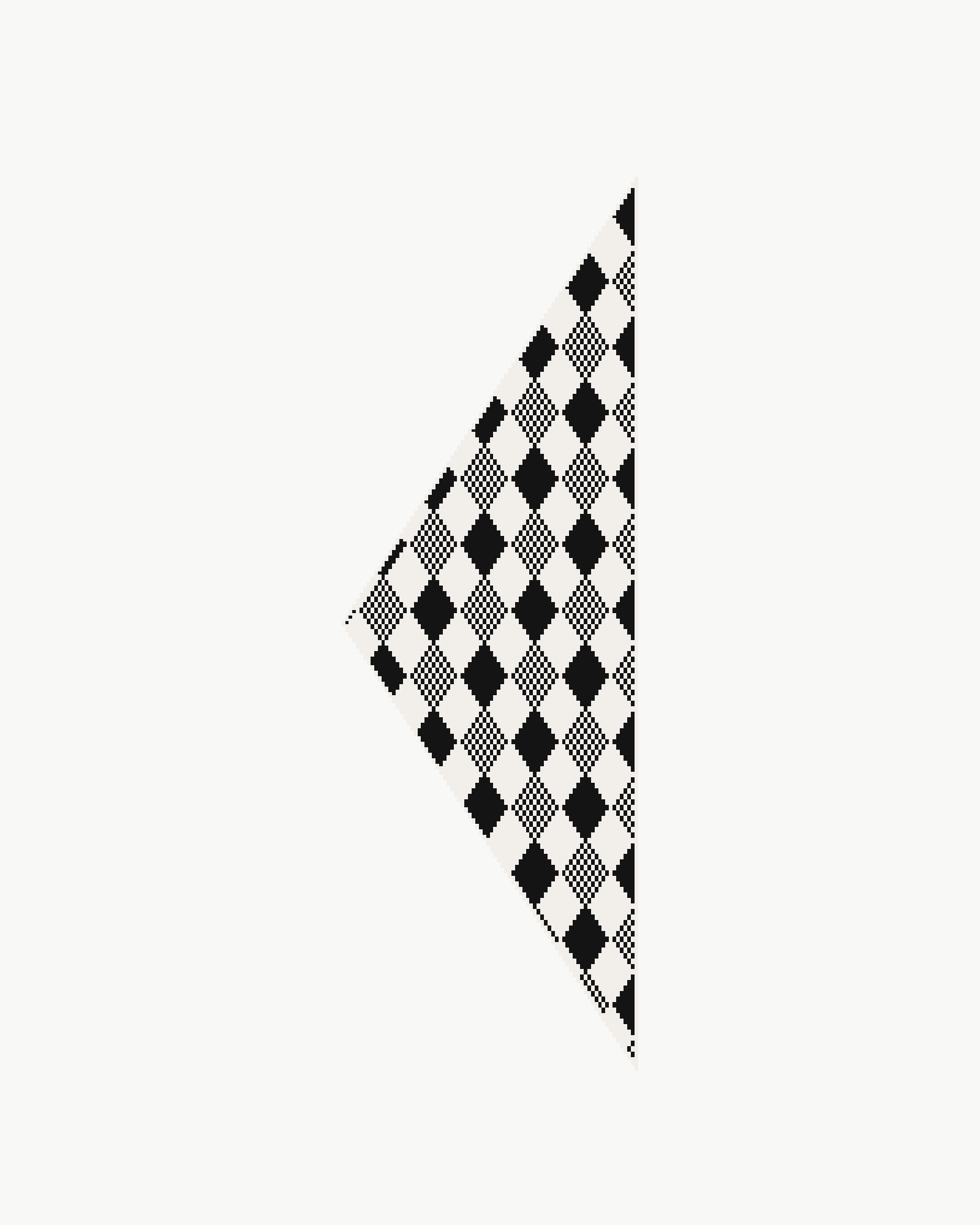 Vertical graphic preview of Harlequin Gambit Diamonds with reversed colours; not a knitted sample