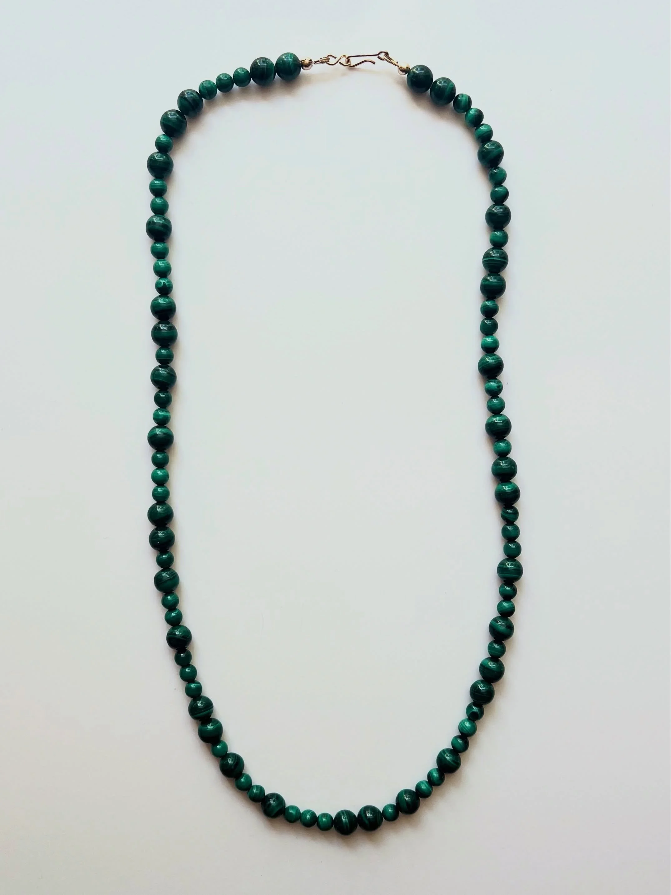 - Malachite beaded necklace 💚
- Gorgeous toned beads - 24 inch length so perfect for layering or statement enough to be worn alone.
- Made with gold filled hook/eye clasp &amp; connectors ✨
- Coming soon! 

Jewellery - jewelry - handmade - fashion -