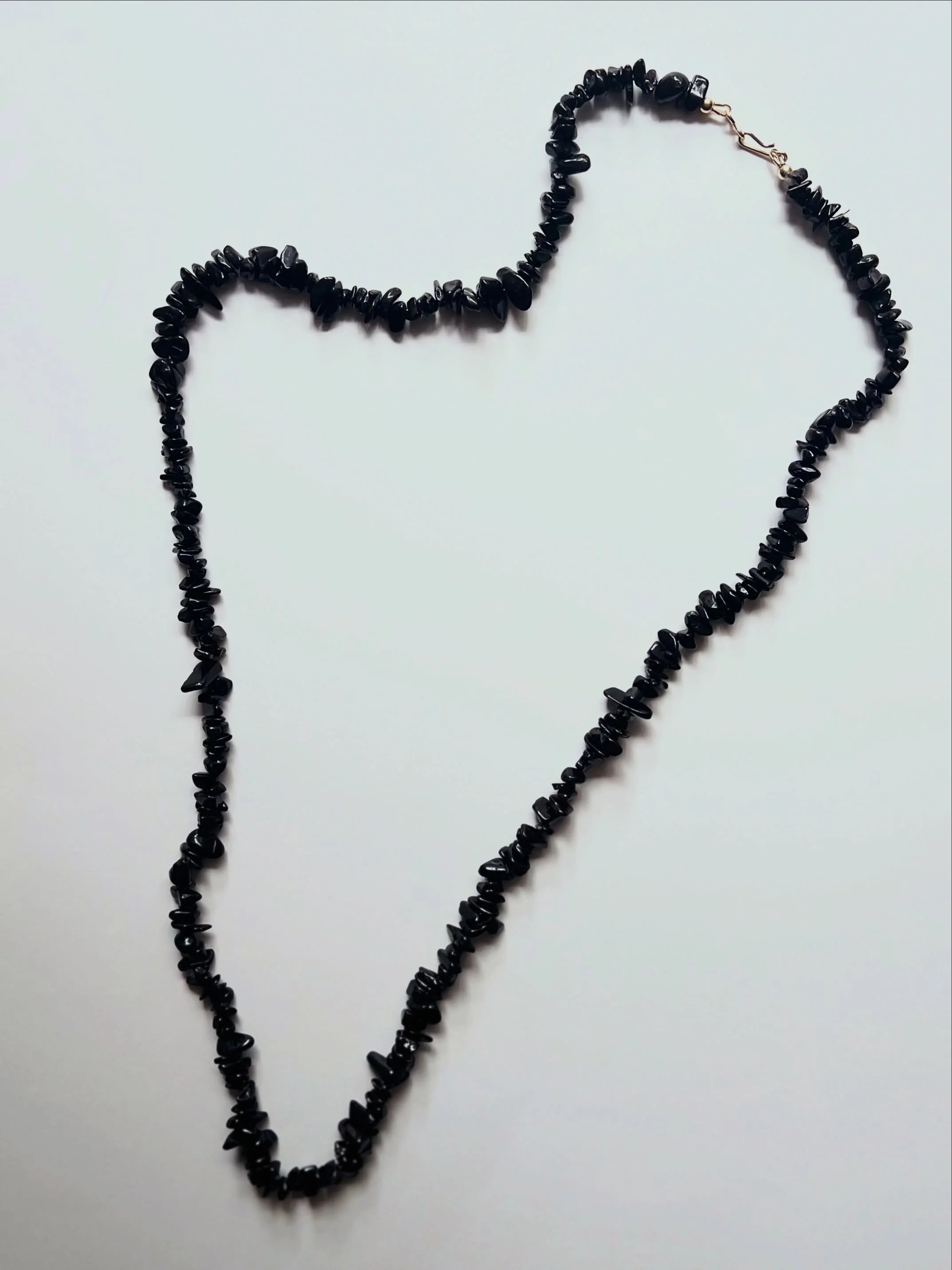 -Black Tourmaline - generous length necklace to be worn alone, layered or doubled up 🖤
-Made with gold filled hook/eye clasp &amp; connectors.

Jewellery - jewelry - handmade - fashion - necklace - bracelet - anklet - glasses chain - beaded glasses 