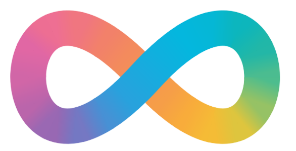 A colorful infinity symbol with a gradient of pink, purple, blue, orange, and green hues - The symbol representing Neurodivergence