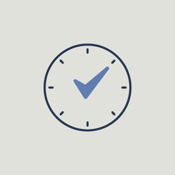 Simple round clock with a checkmark in the center.