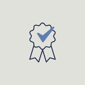 A certificate or award badge with a checkmark inside.