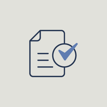 Icon of a document with a checkmark inside a circle overlay