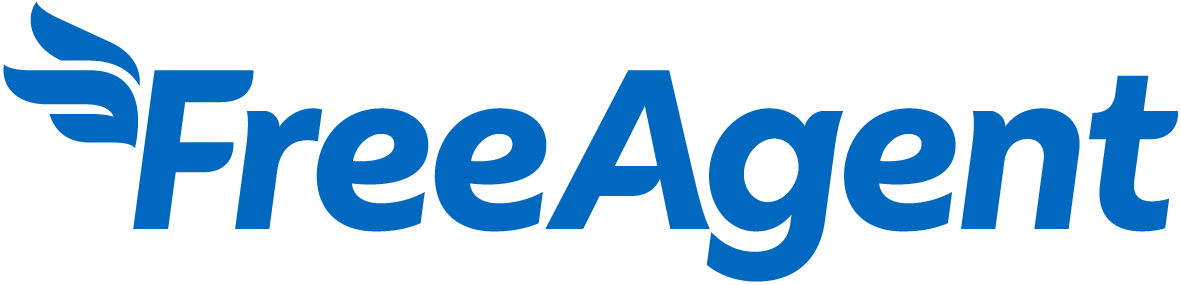 FreeAgent logo in blue text with a stylised wing design.