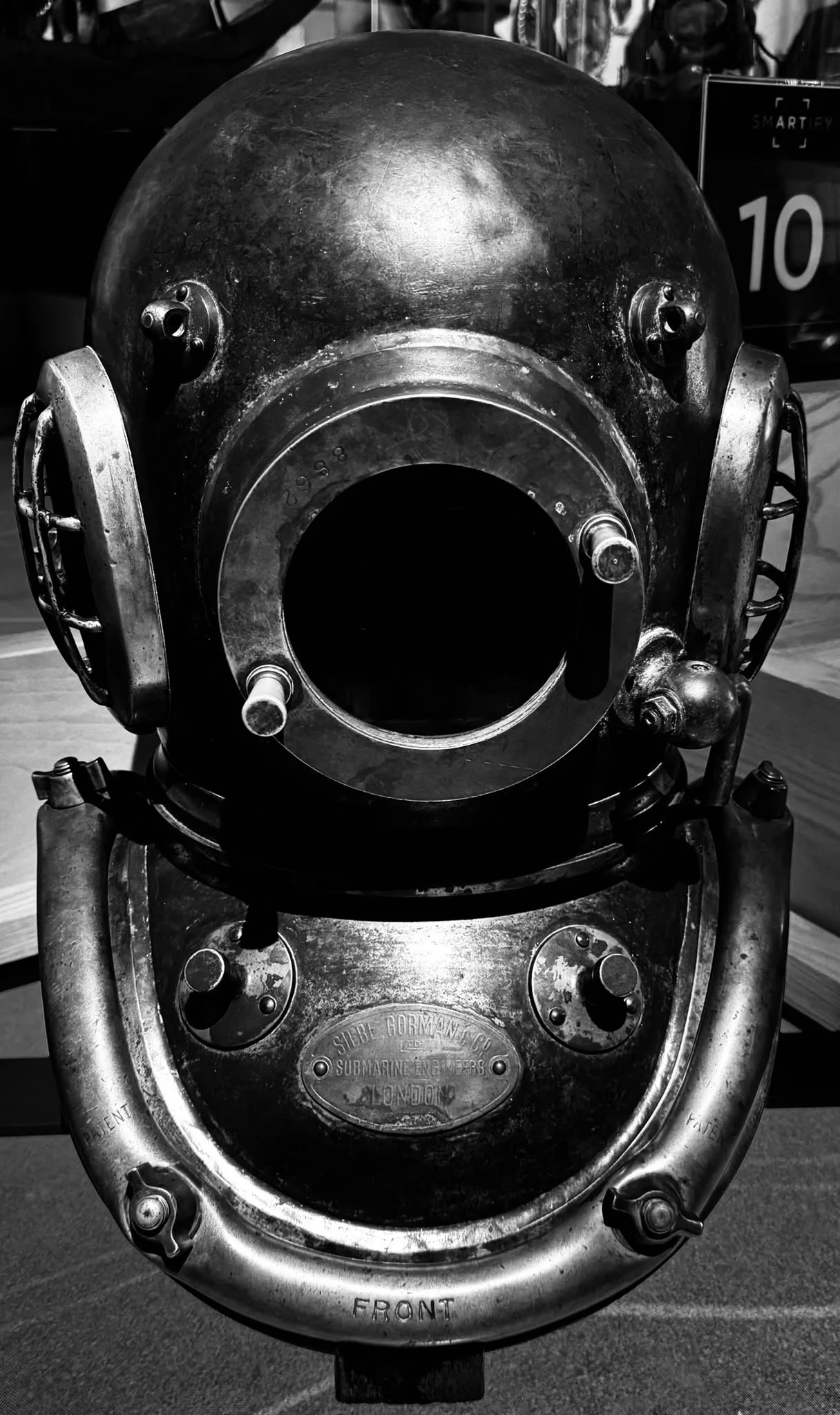 Front view of a vintage submarine periscope