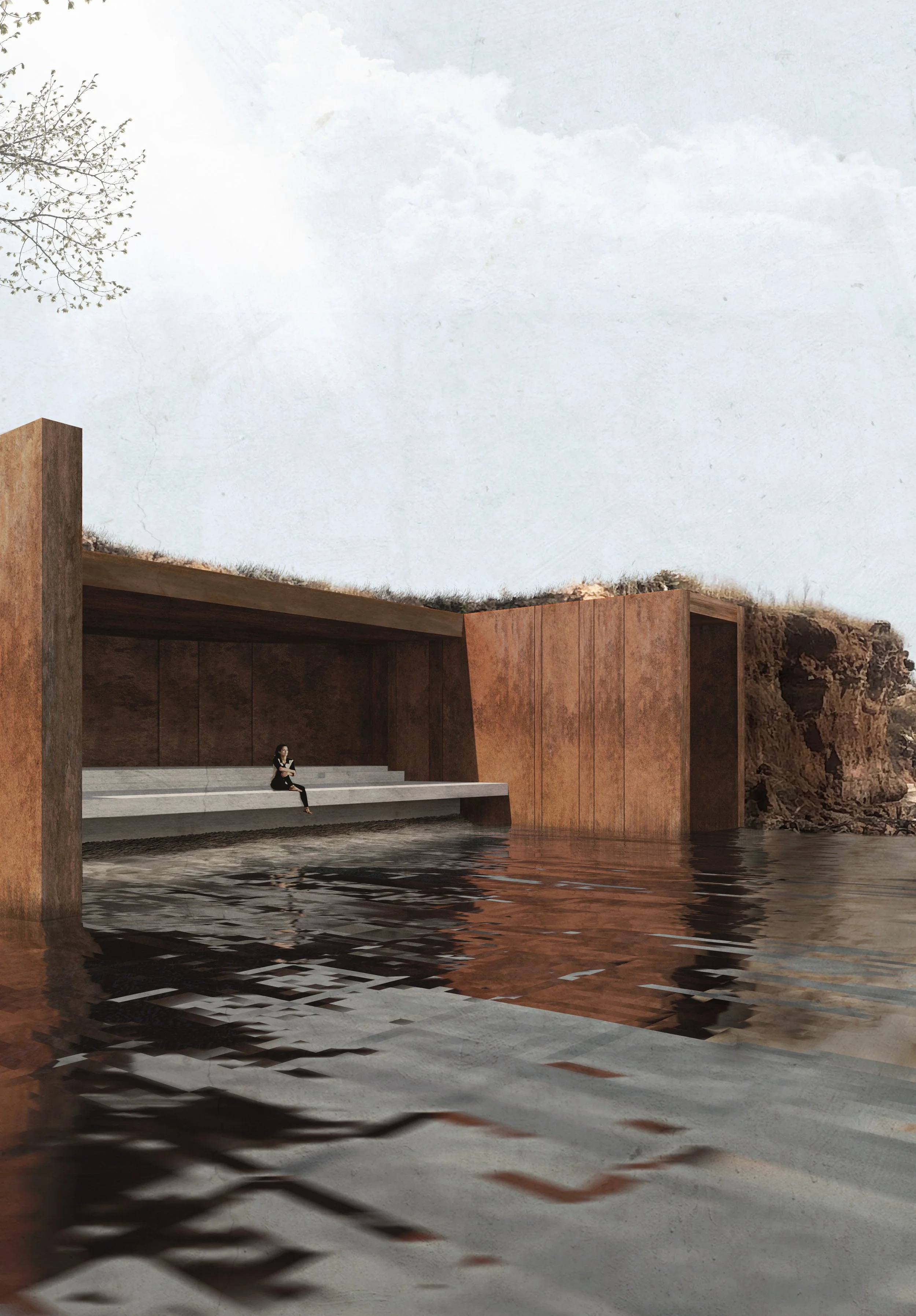 Architectural memorial proposal for Mati by Chrysa Gerakaki, exploring memory and place through a network of monuments.