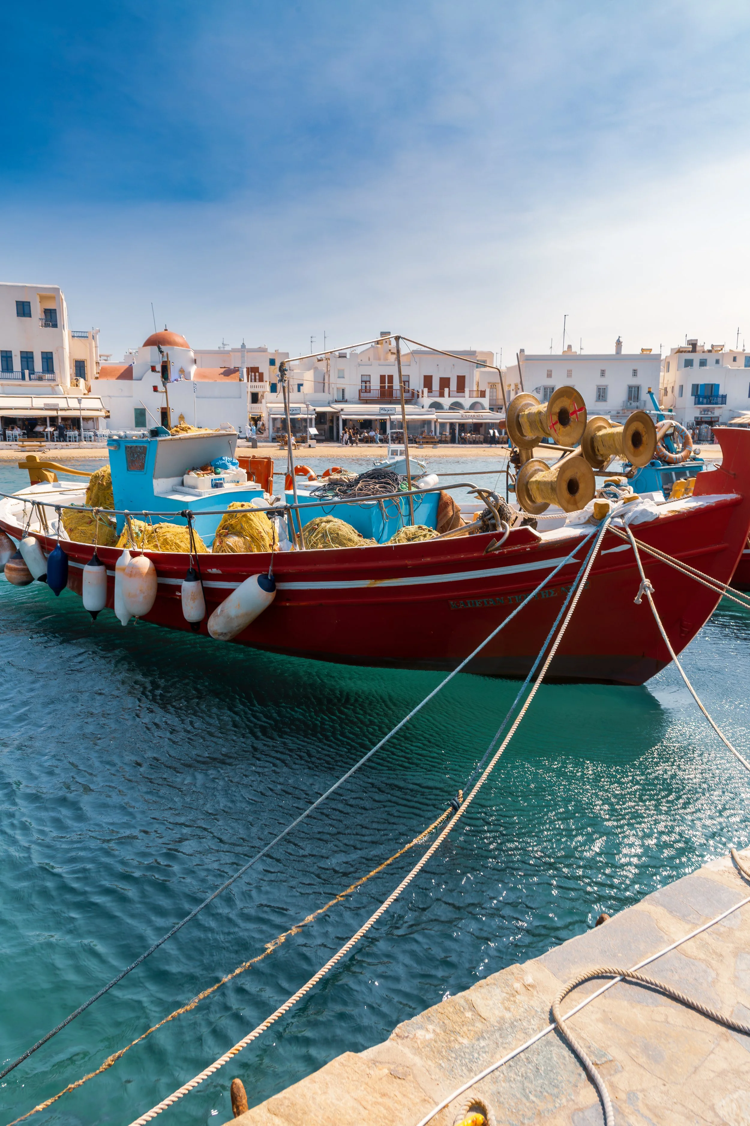 Mykonos Red Fishing Boats Fine Art Print