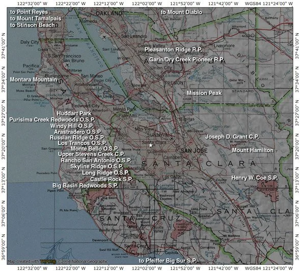 I kept notes of where I photographed them because I'm a compulsive record-keeper, as you might guess from this hiking map I maintain.