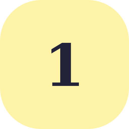 Number one in black on a light yellow background.