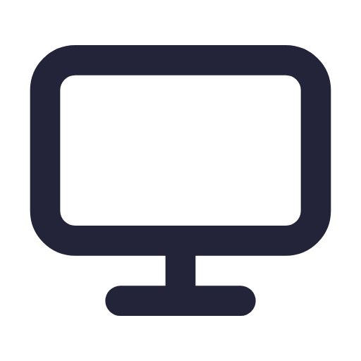 Icon of a computer monitor with a dark blue frame and a blank screen.