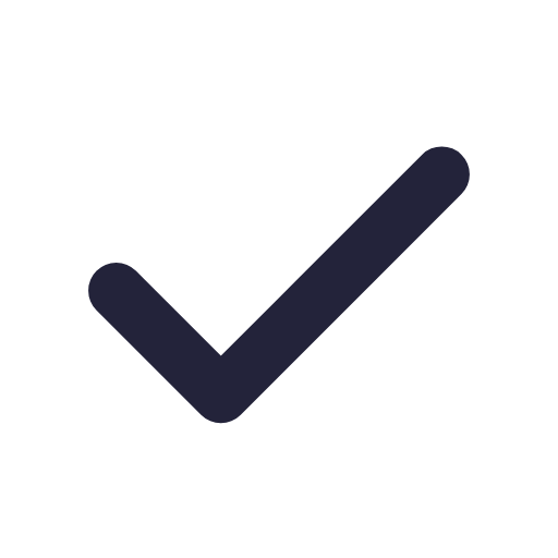 A dark blue check mark icon.