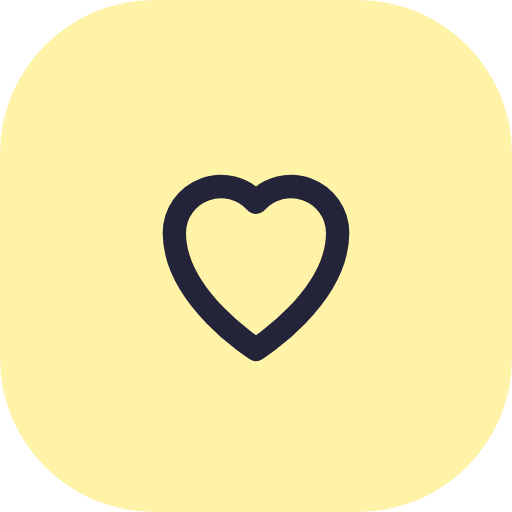 A simple line drawing of a heart on a pale yellow background.