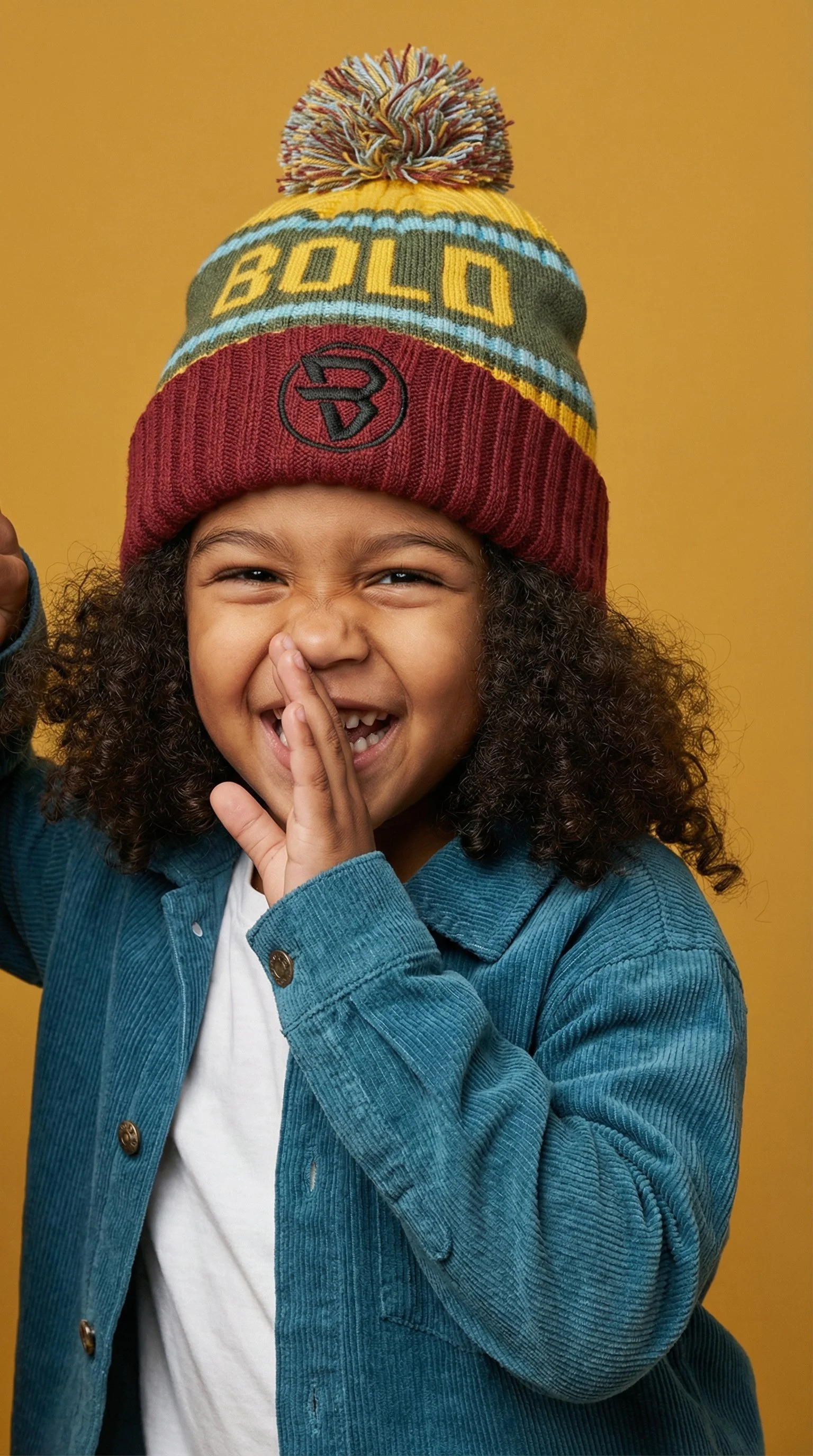 Bold Kidswear beanie young boy wearing in the studio