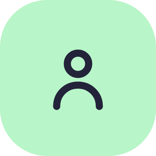 An icon of a user silhouette on a light green background.