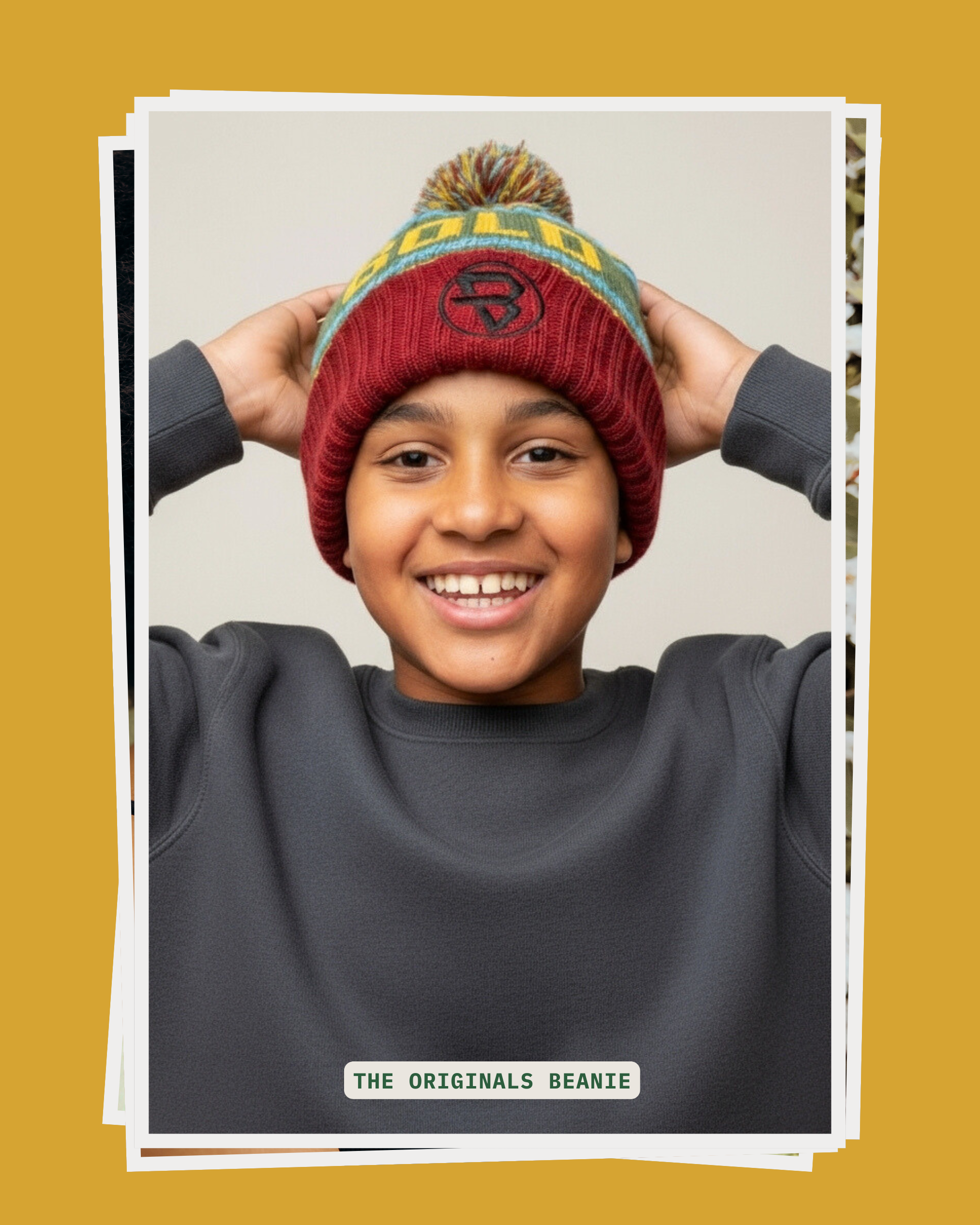 Founder son wearing bold kids beanie