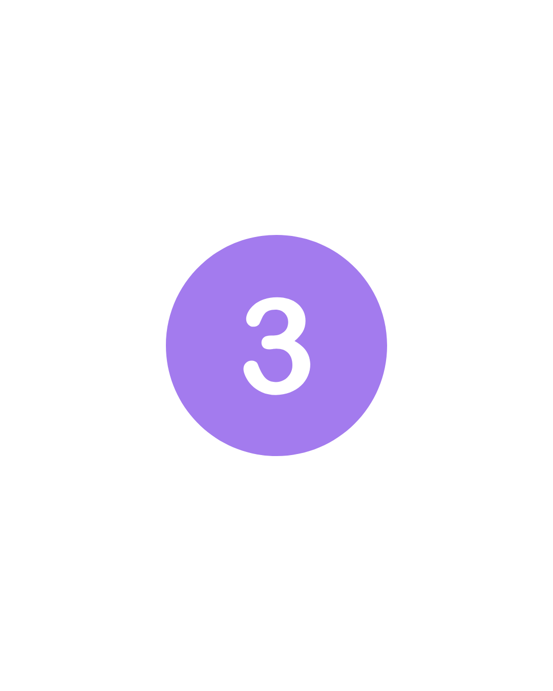 Number 3 inside a purple circle.