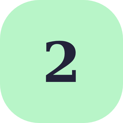 A green circle with a large black number 2 in the center.