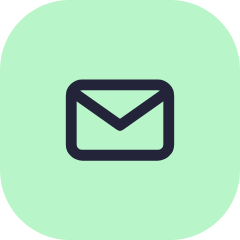 Icon of a closed envelope on a light green circular background.