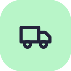 Icon of a delivery truck on a light green background