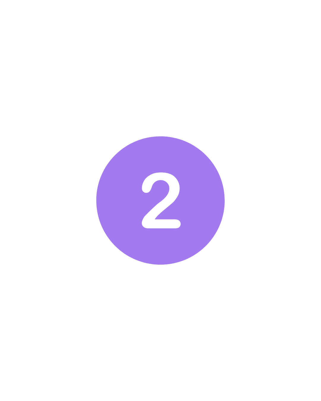 Purple circle with the number 2 in white, centered on a black background.