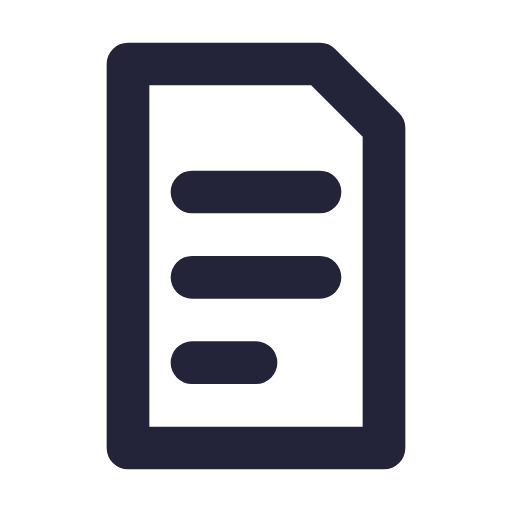 Icon of a document with three horizontal lines representing text.