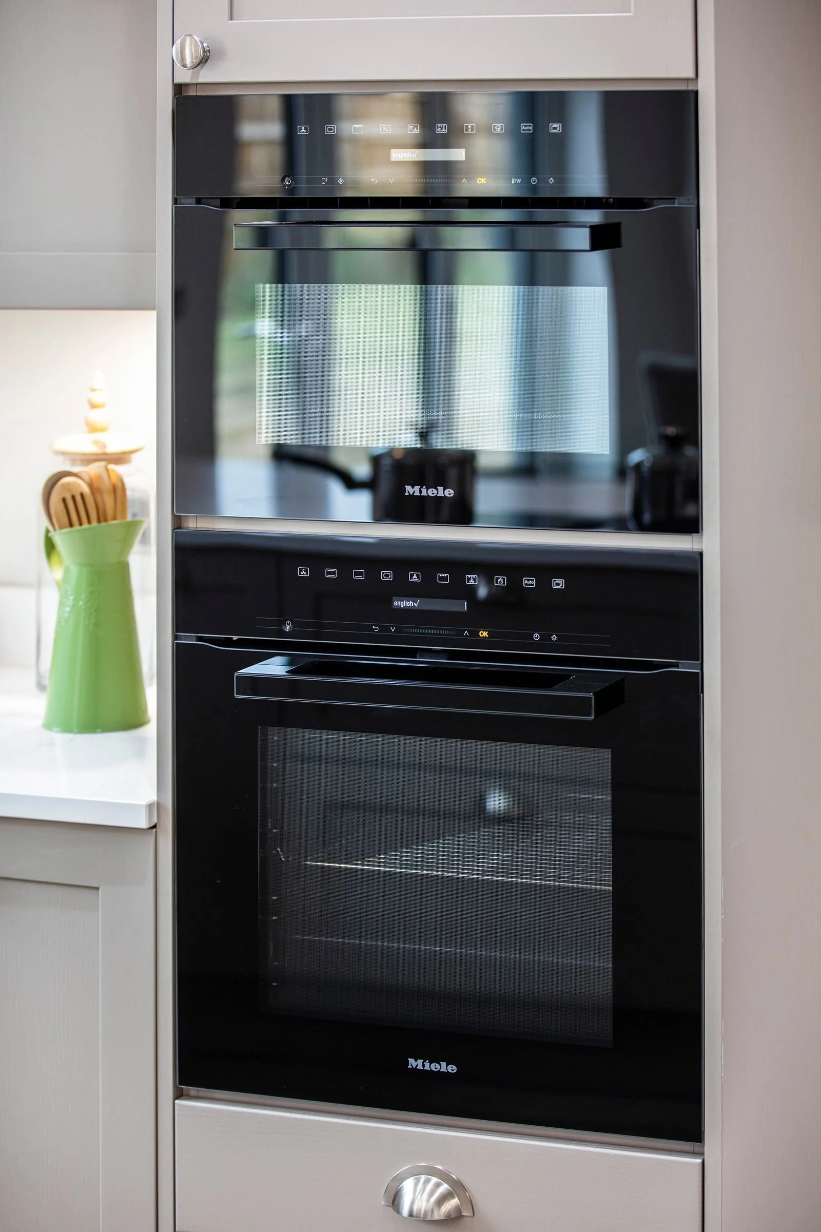 Built-in Miele ovens.