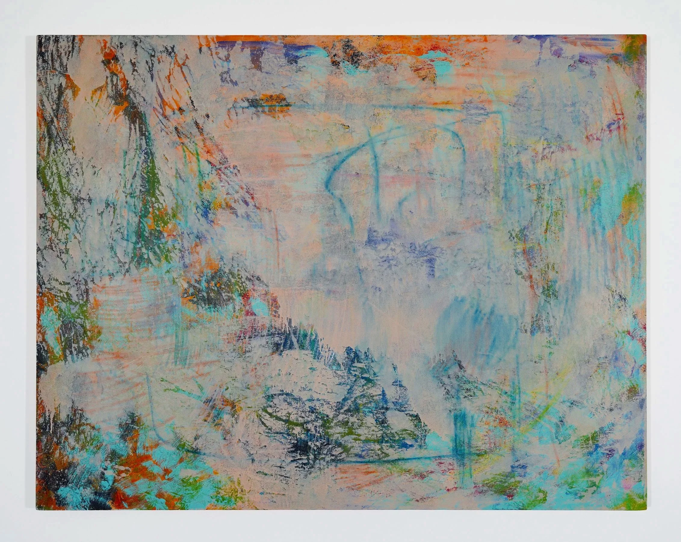 Blue Integral,
Acrylic and pastel on canvas,
46 x 59 inches,
2026