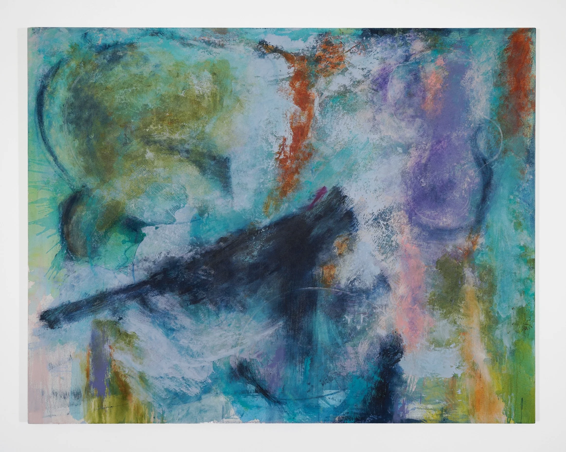 Weather Engine, 
Acrylic and pastel on canvas,
46 x 59 inches,
2026
