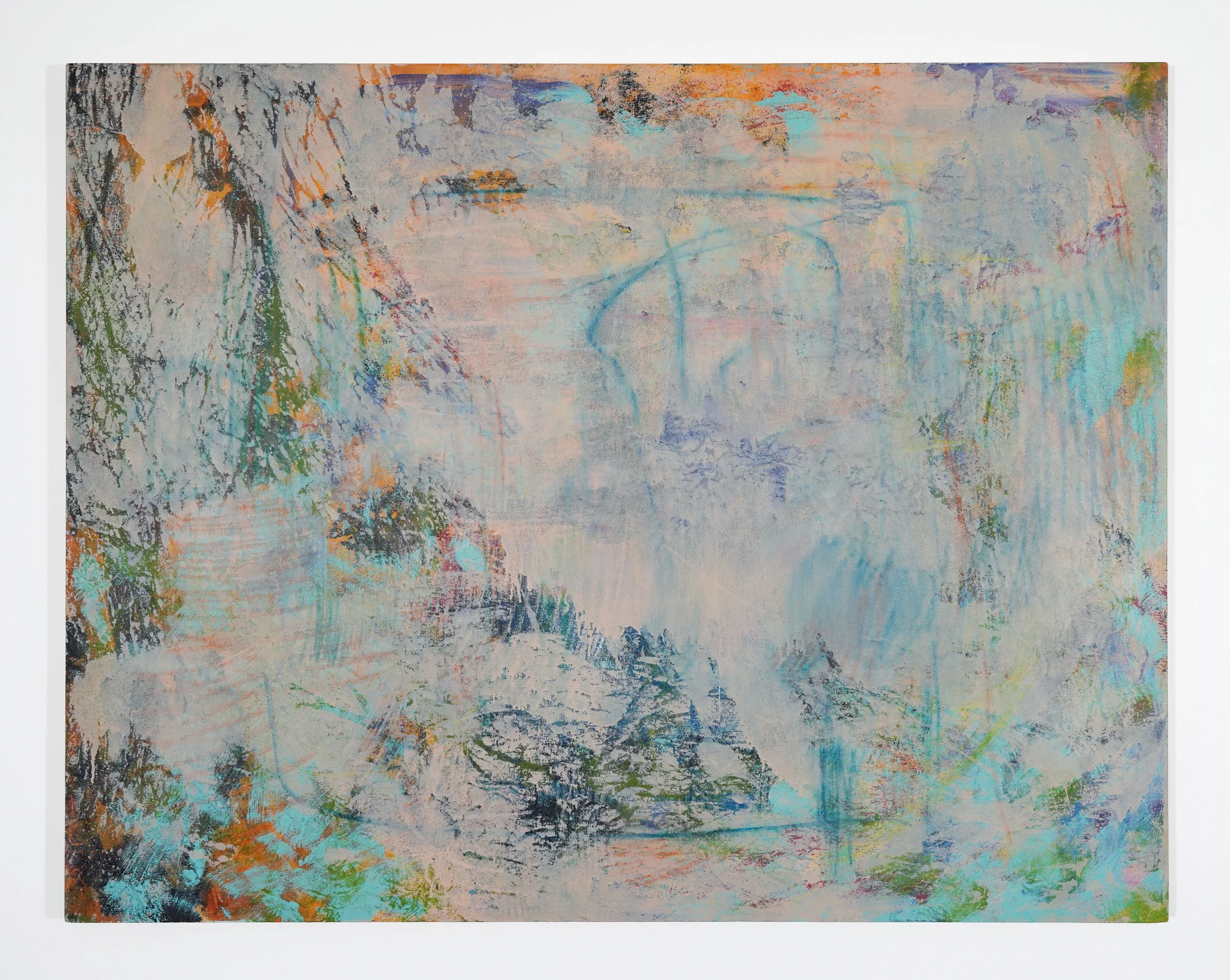 Blue Integral,
Acrylic and pastel on canvas,
46 x 59 inches,
2026