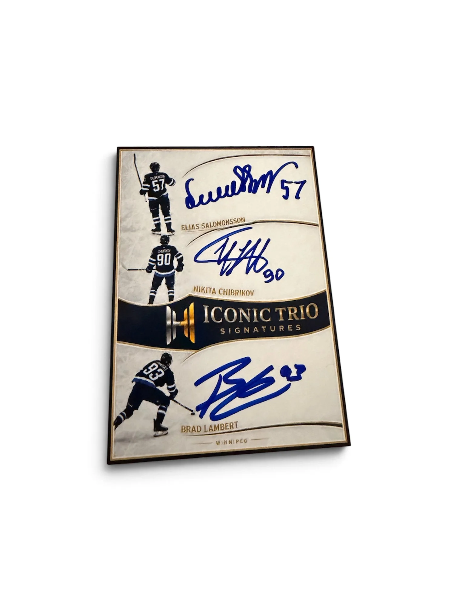 Brad Lambert , Elias Salomonsson , Nikita Chibrikov Autographed Trio Custom Fan Art Card /10