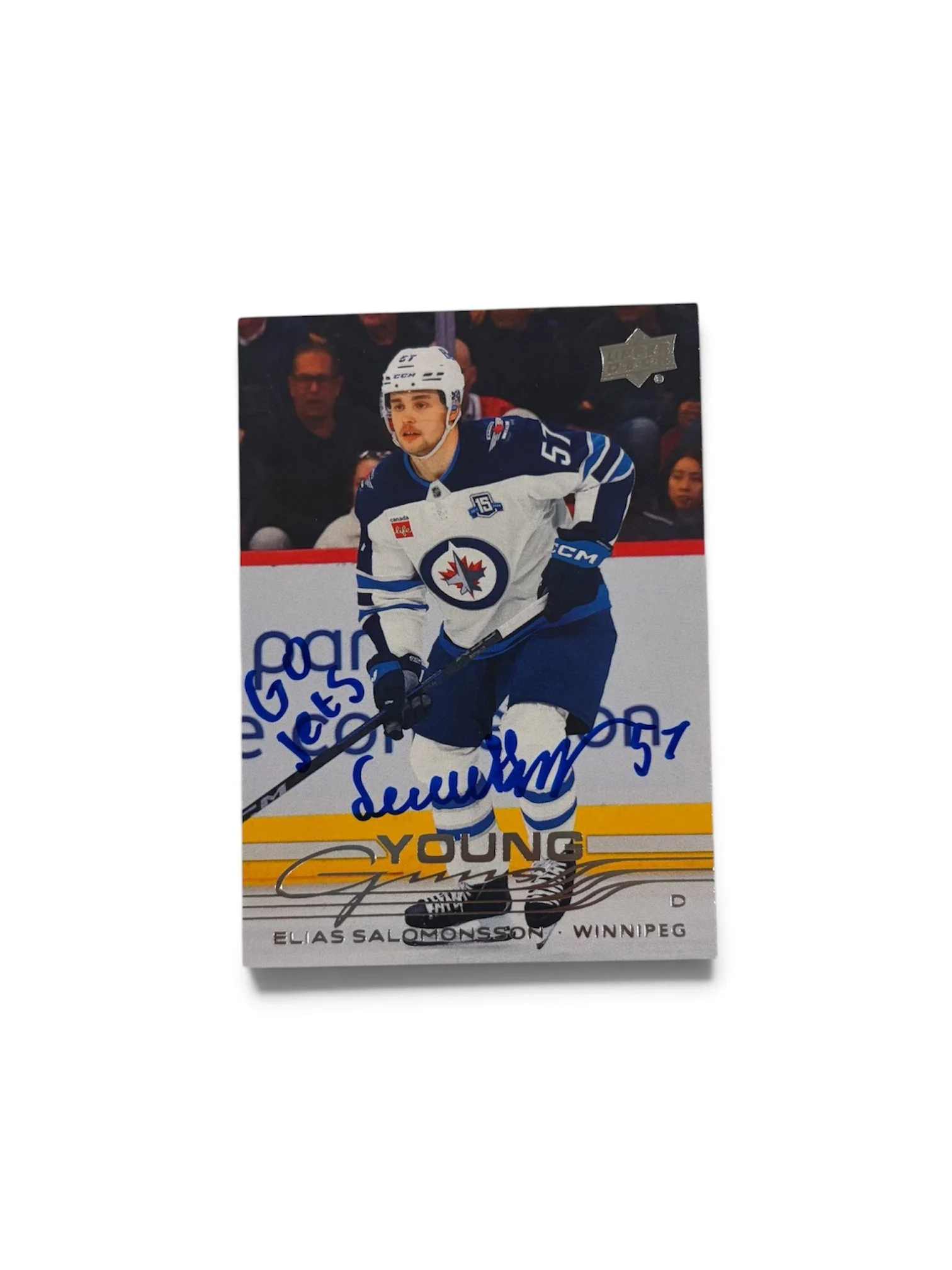 Elias Salomonsson Autographed Inscribed Go Jets Young Guns Winnipeg Jets