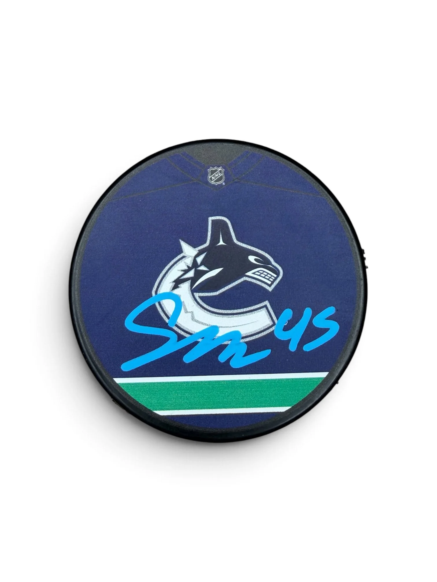 Sawyer Mynio Autographed Puck Vancouver Canucks