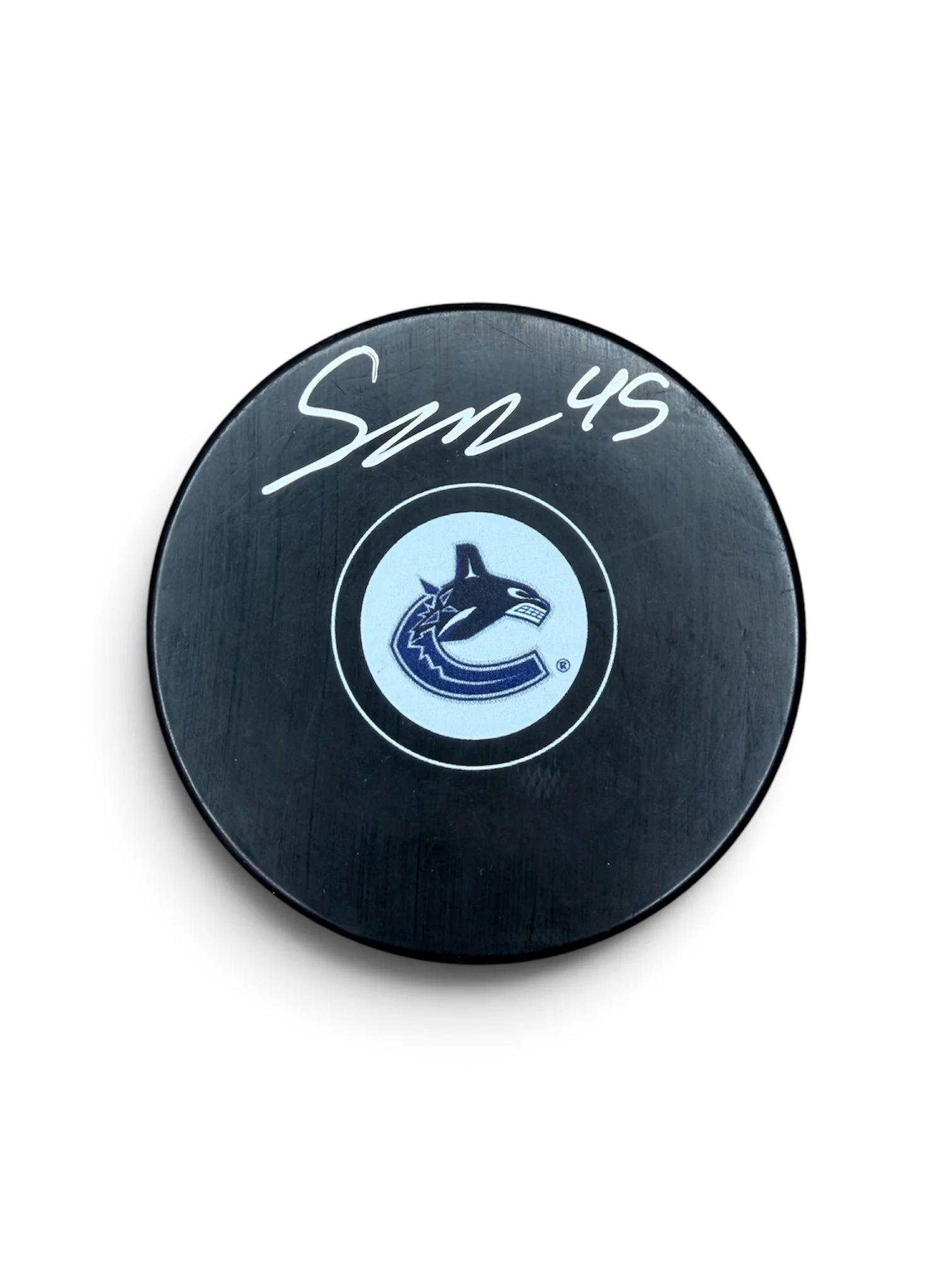 Sawyer Mynio Autographed Puck Vancouver Canucks