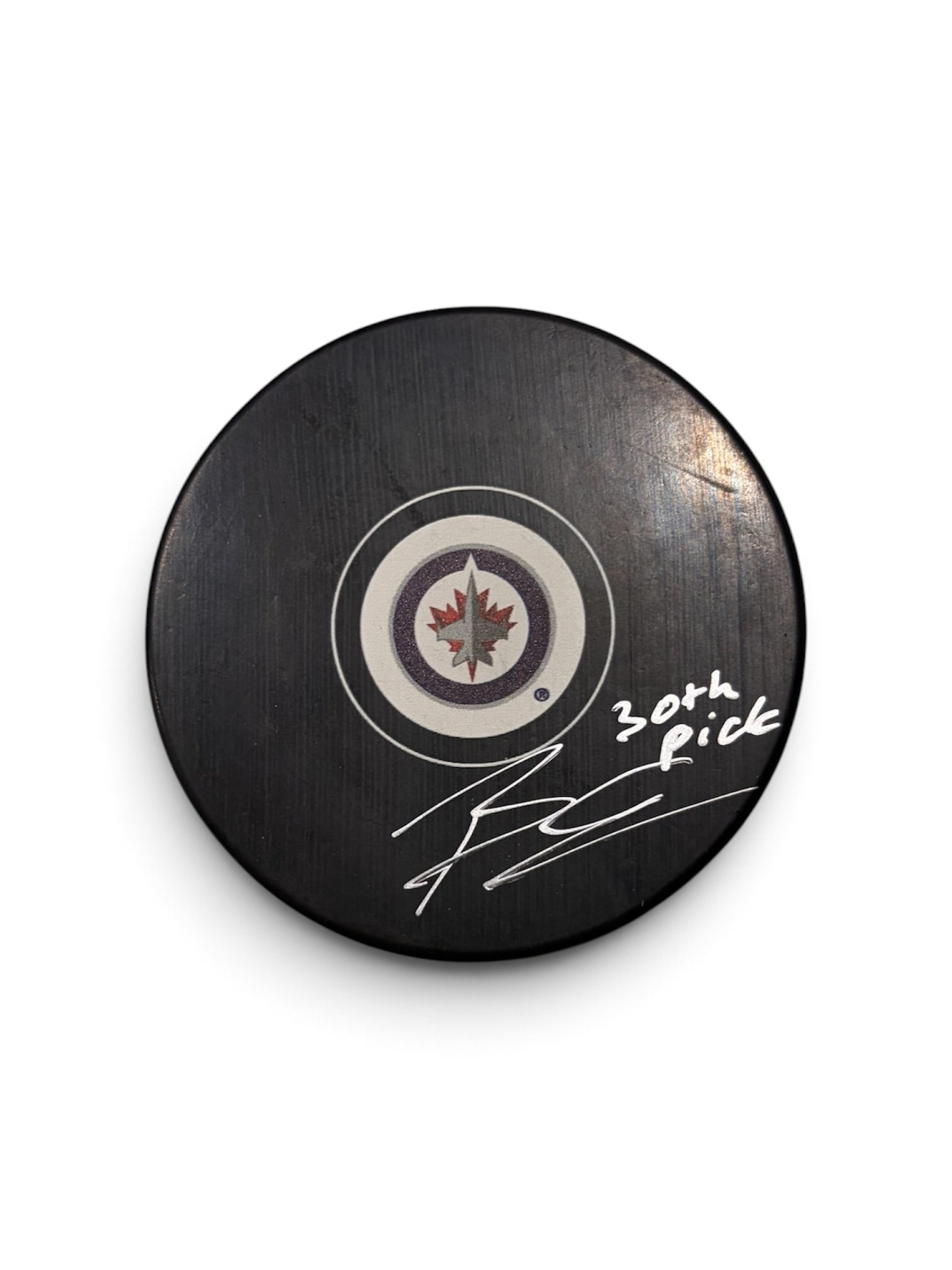 Brad Lambert Autographed Inscribed Puck Winnipeg Jets