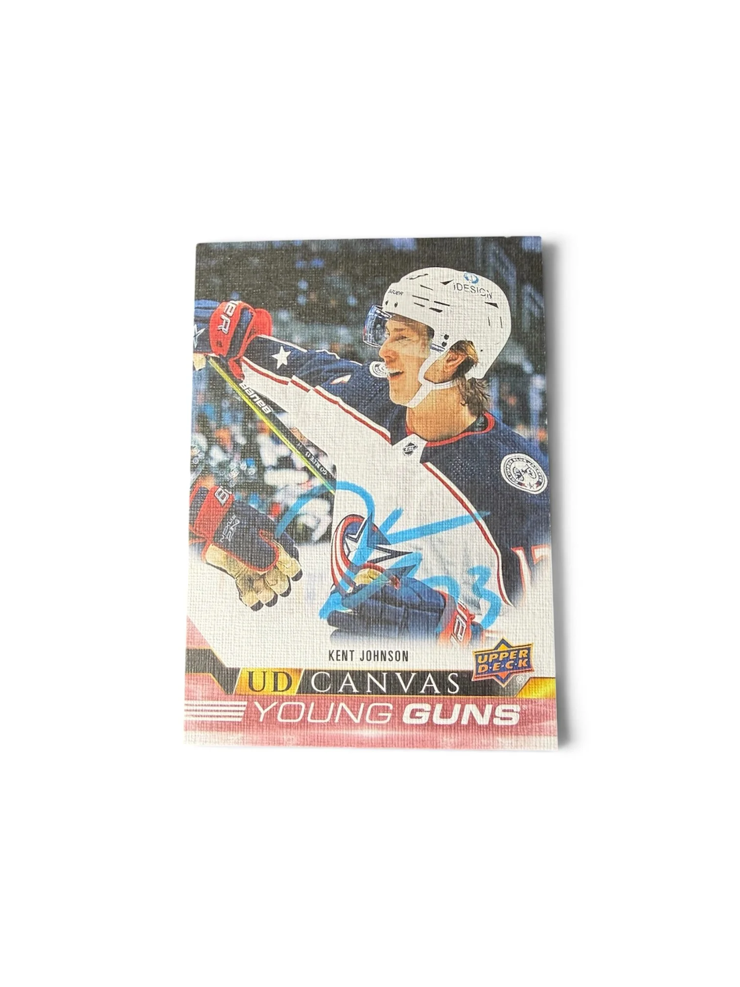 Kent Johnson Autographed Young Guns Canvas Columbus Blue Jackets