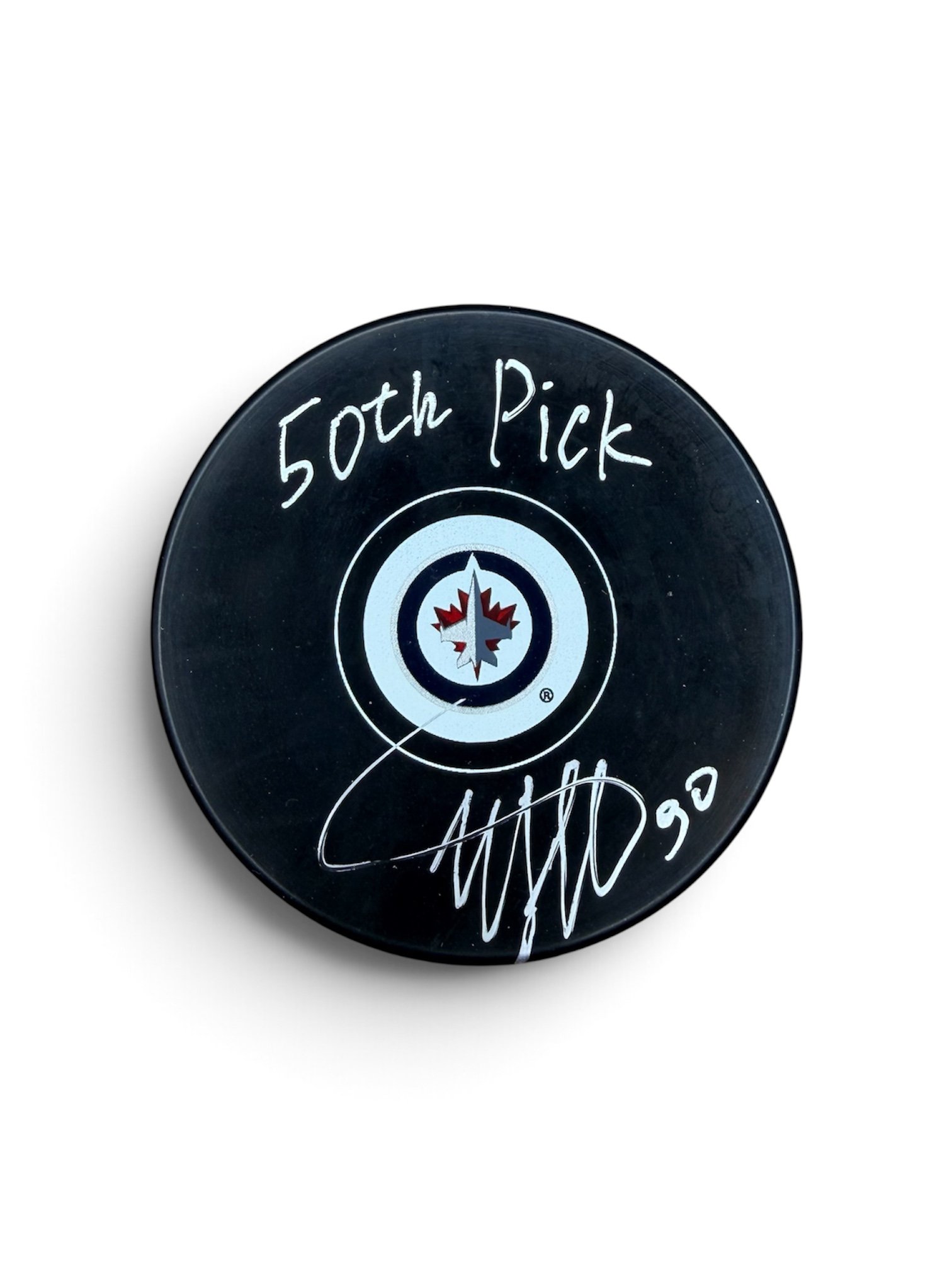 Nikita Chibrikov Autographed Inscribed 50th Pick Puck Winnipeg Jets