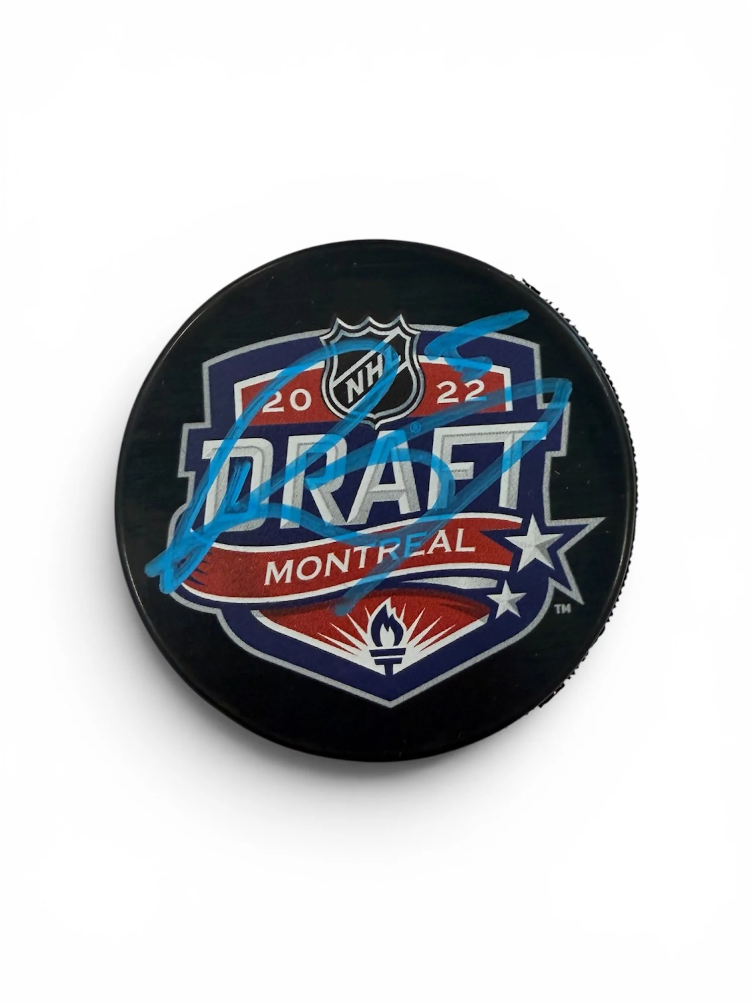 Denton Mateychuk Autographed Draft Puck Columbus Blue Jackets