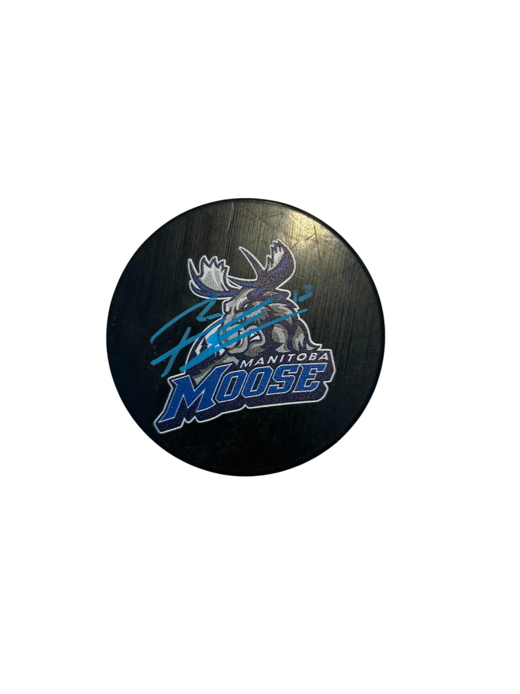 Brad Lambert Autographed Manitoba Moose Puck