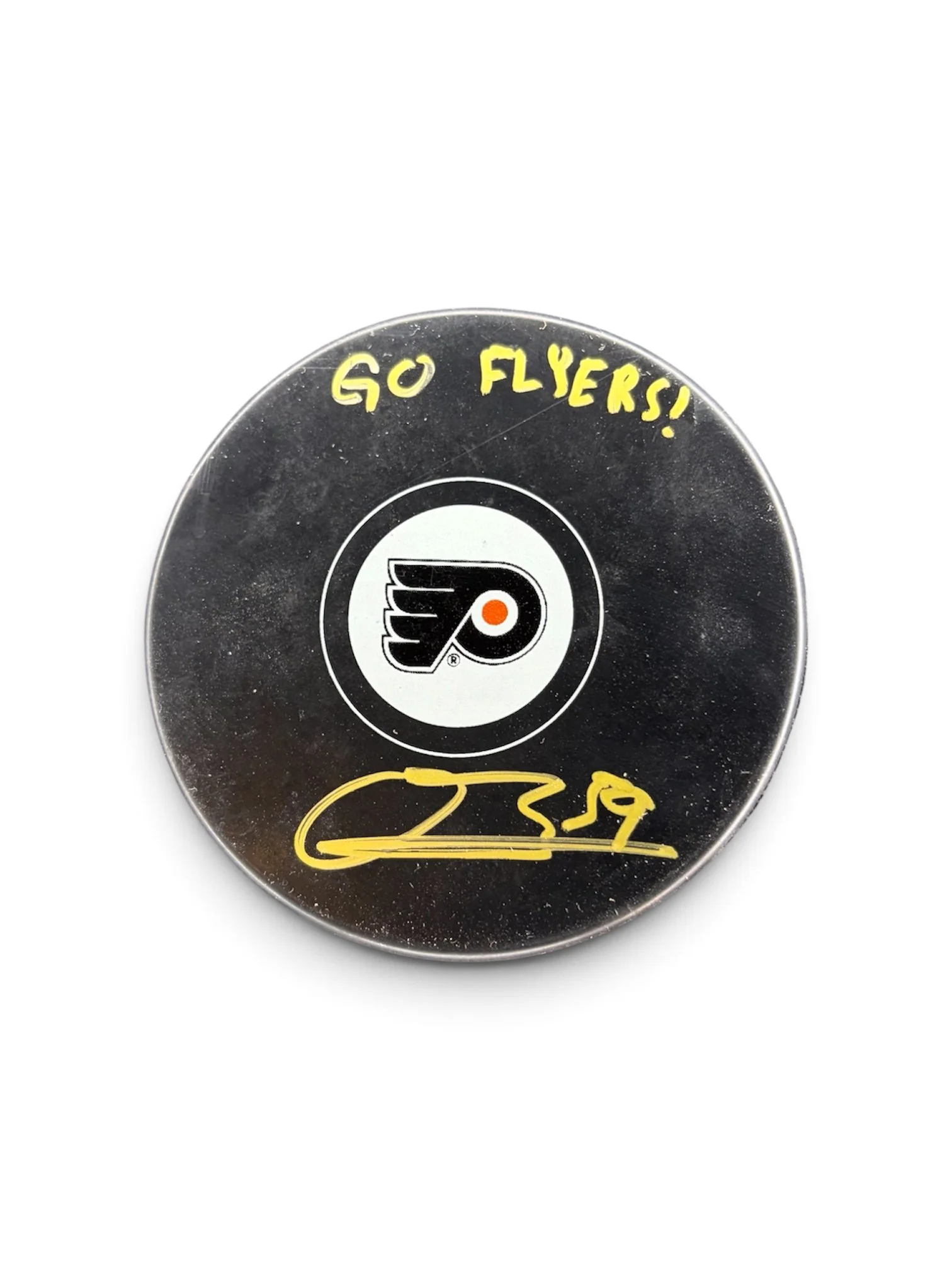 Oliver Bonk Inscribed Go Flyers Philadelphia Flyers Puck